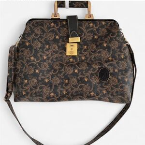 Paisley Black and Brown Patterned Vintage Doctor Style Shoulder Bag